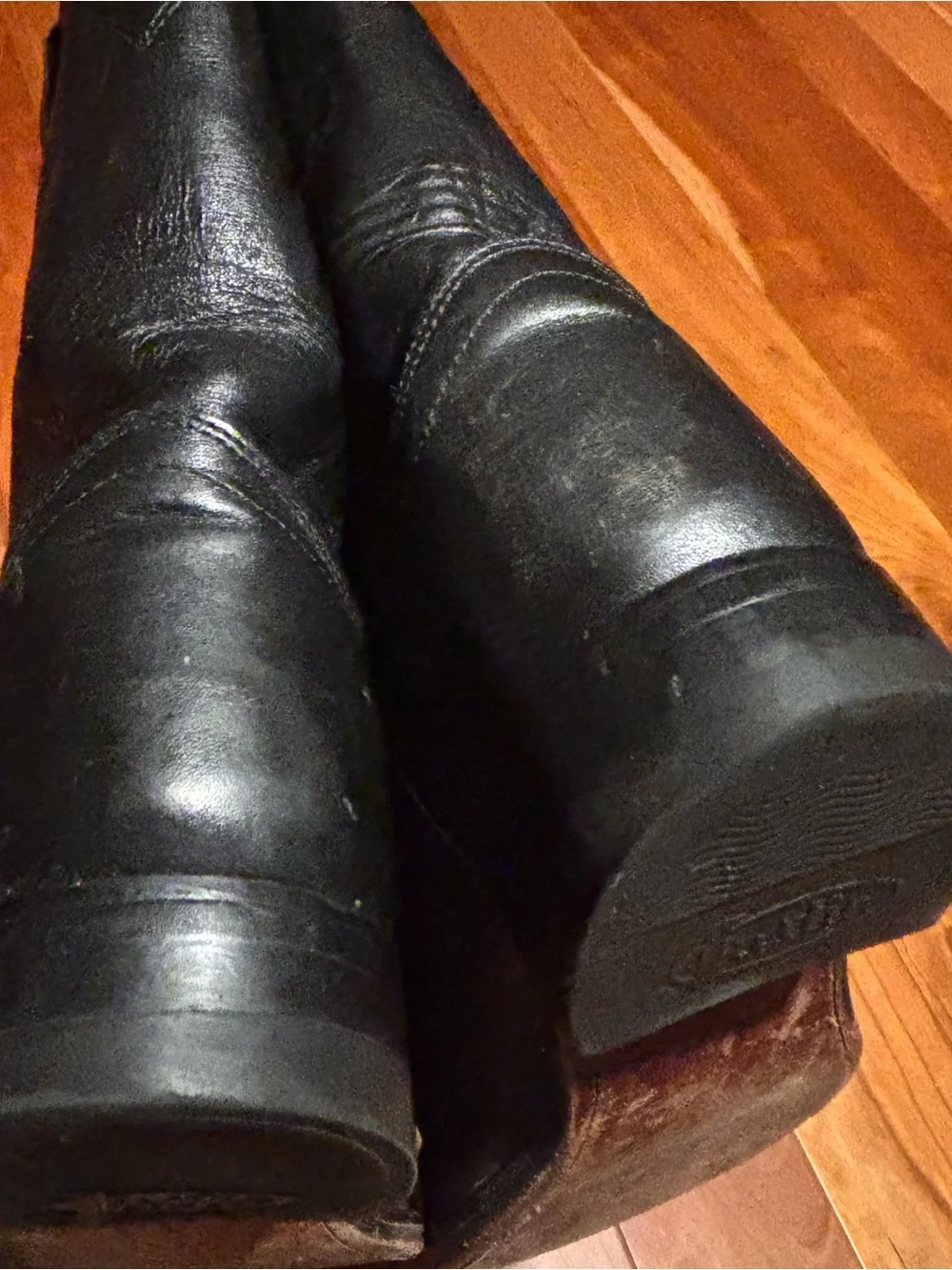 Men's Justin 3133 Black Leather Mid-Calf Roper Boots